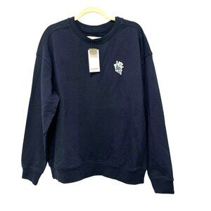 NWT Goodfellow & Co Relaxed Fit Navy Sweatshirt Floral Embroidery Large